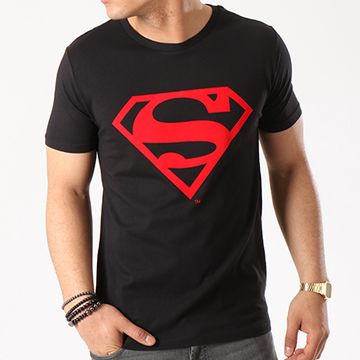 DC Comics - Maglietta con logo rosso nero