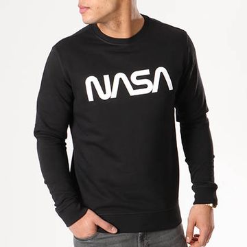 NASA - Felpa con logo Worm a girocollo, nero