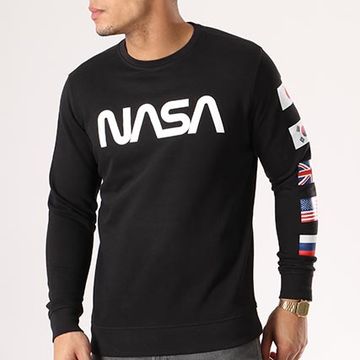 NASA - Felpa girocollo Flags Nero