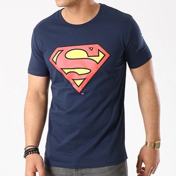 DC Comics - Maglietta con logo Superman Navy