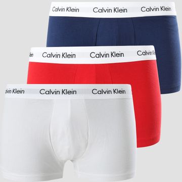 Calvin Klein - Set di 3 boxer in cotone elasticizzato U2664G Bianco Rosso Blu Navy
