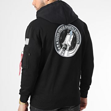 Alpha Industries - Nasa Space Shuttle Felpa con cappuccio e tasca Bomber Nero
