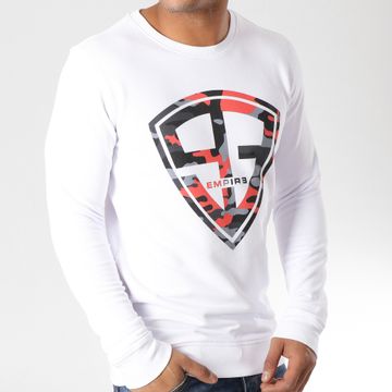 93 Empire - 93 Empire Camo Bianco Nero Rosso Felpa a girocollo