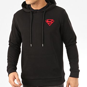 DC Comics - Felpa con cappuccio con logo nero rosso