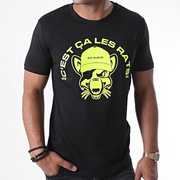 L'Allemand - Maglietta Rats Nero Giallo Fluo