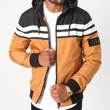 Armita - Camel Black S3165 Giacca con zip e cappuccio