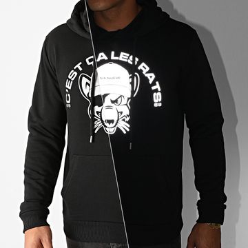 L'Allemand - Felpa con cappuccio riflettente Rats Nero Bianco