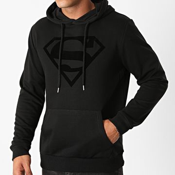 DC Comics - Felpa con cappuccio Superman Velvet Logo Nero Nero