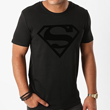 DC Comics - Maglietta Superman Logo Velvet Nero Nero