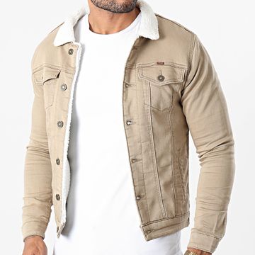 Classic Series - Giacca Jean dal taglio super skinny Colletto in pelle di pecora Cammello chiaro