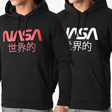NASA - Set di 2 felpe con cappuccio con logo del Giappone nero bianco nero rosso