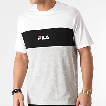 Fila - Maglietta Anoki Blocked 688468 Bianco Nero Grigio Heather