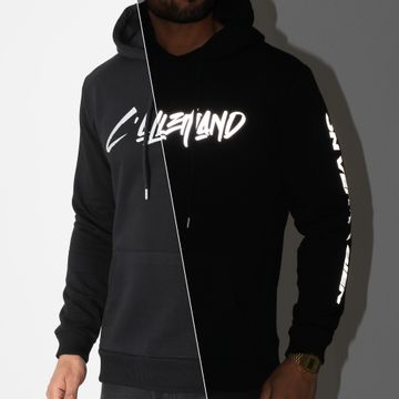 L'Allemand - Felpa con cappuccio Typo riflettente nera