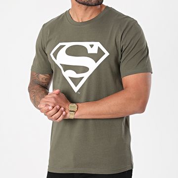 DC Comics - Maglietta verde kaki con logo bianco
