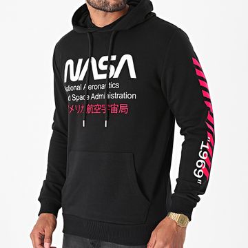NASA - Admin 2 Felpa con cappuccio nero rosa fluo