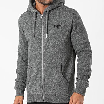 Superdry - M2011883A Felpa con zip e cappuccio grigio antracite