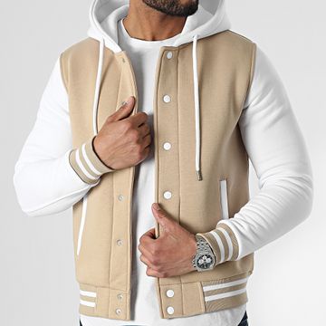 LBO - Giacca Teddy con cappuccio 2315 Beige Bianco
