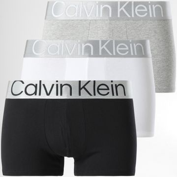 Calvin Klein - Set di 3 boxer Reconsidered Steel NB3130A Nero Bianco Grigio Heather Argento