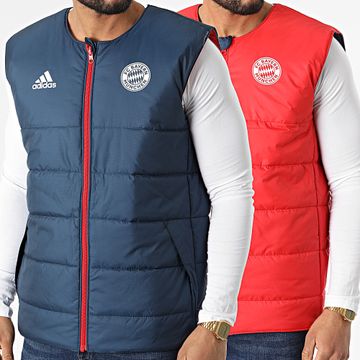 Adidas Sportswear - FC Bayern Monaco Giacca reversibile senza maniche con zip HG1132 Blu navy rosso