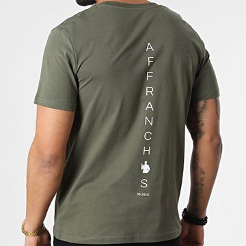 Affranchis Music - Tee Shirt Vertical Back Verde Khaki Bianco