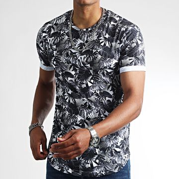 LBO - Maglietta oversize stampata con risvolto 2468 Tropical White Grey
