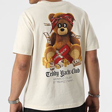 Teddy Yacht Club - Tee Shirt oversize Large Cash Gun Beige Vintage