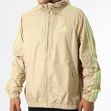 Adidas Sportswear - Giacca a vento con cappuccio 3 Stripes H65775 Beige