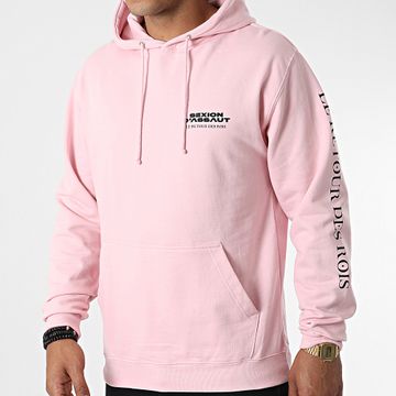 Sexion D'Assaut - Felpa con cappuccio petto e maniche rosa pastello nero