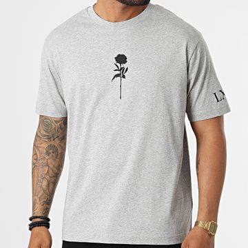 Luxury Lovers - Maglietta oversize Large Roses Heather Grey Black