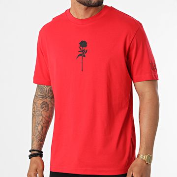 Luxury Lovers - Tee Shirt Oversize Large Roses Rosso Nero