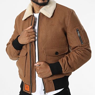 Bombers Original - Bomber Aviator Camel con collo in pelle di pecora
