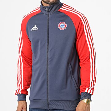 Adidas Sportswear - Giacca con zip FC Bayern Monaco DNA HF1364 Navy a righe rosse
