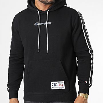 Champion - Felpa con cappuccio a righe 217842 Nero