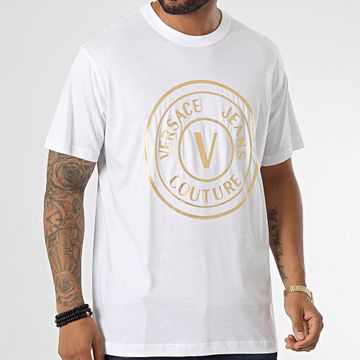 Versace Jeans Couture - Tee Shirt Vemblem Thick Foil 73GAHT05 Oro bianco