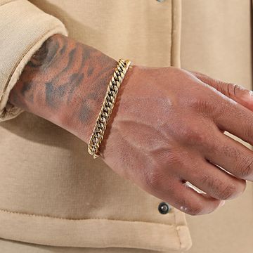 LBO - Bracciale a maglie con cordoncino d'oro da 8 mm