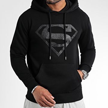 DC Comics - Felpa con cappuccio con logo glitterato nero