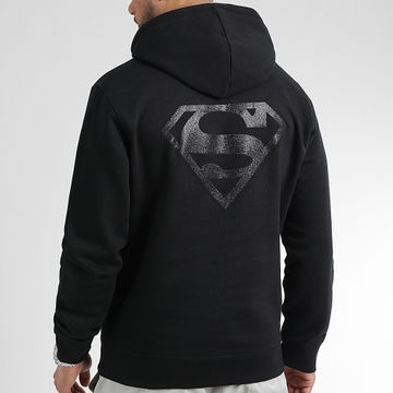 DC Comics - Felpa con cappuccio con logo glitterato sul petto e sulla schiena, nero