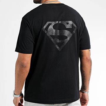 DC Comics - Maglietta oversize con logo scintillante sul petto e sulla schiena Nero