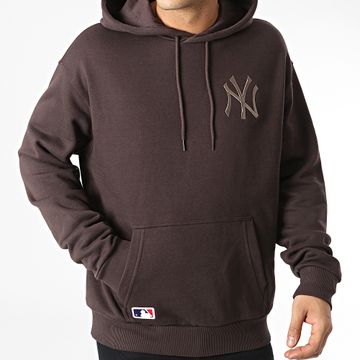 New Era - Felpa con cappuccio grande con logo ricamato New York Yankees Marrone