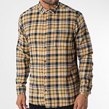 Tiffosi - Managua Yellow Camicia a maniche lunghe a quadri blu navy