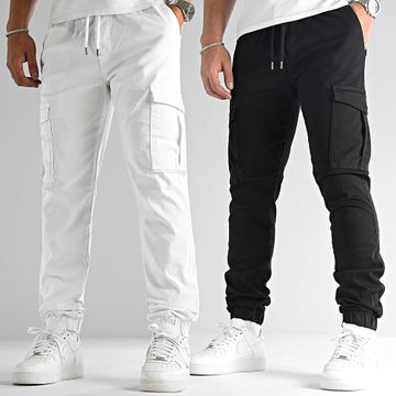 LBO - Set di 2 pantaloni cargo bianchi e neri dal taglio regolare 2713 2715