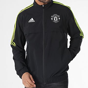 Adidas Sportswear - Giacca con zip a righe nere del Manchester United FC HE6680