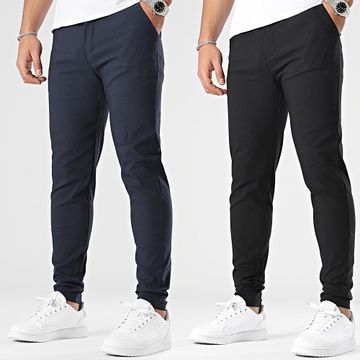 Frilivin - Set di 2 pantaloni chino neri e marini