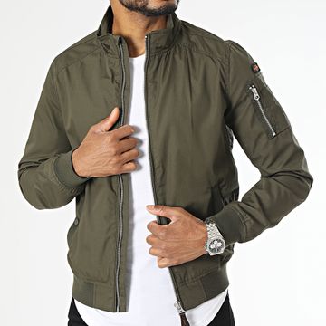 Schott NYC - Giacca Kenny SLIM FIT Khaki verde con zip