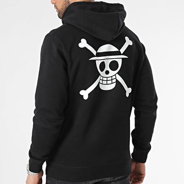 One Piece - Mugiwara Logo Felpa con cappuccio nero bianco