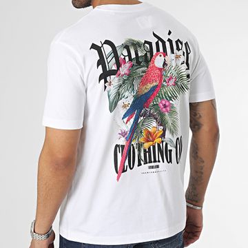 Luxury Lovers - Tee Shirt Oversize Large Paradise Parrot Bianco