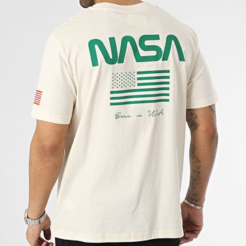 NASA - Maglietta Oversize Bandiera grande Born In USA Beige Verde