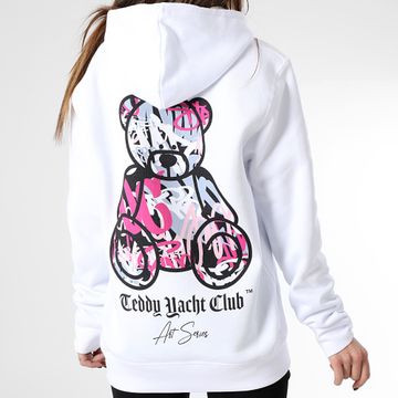 Teddy Yacht Club - Felpa con cappuccio Art Series Donna Rosa Bianco