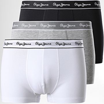 Pepe Jeans - Set di 3 boxer neri bianchi grigi PMU10975