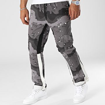 Ikao - Pantaloni cargo flare grigio antracite mimetici